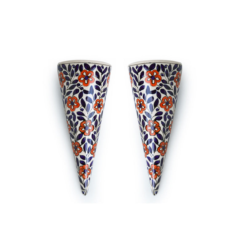 Bahar-e-Phool Handpainted Ceramic Wall Planter - Set OF Two media 3