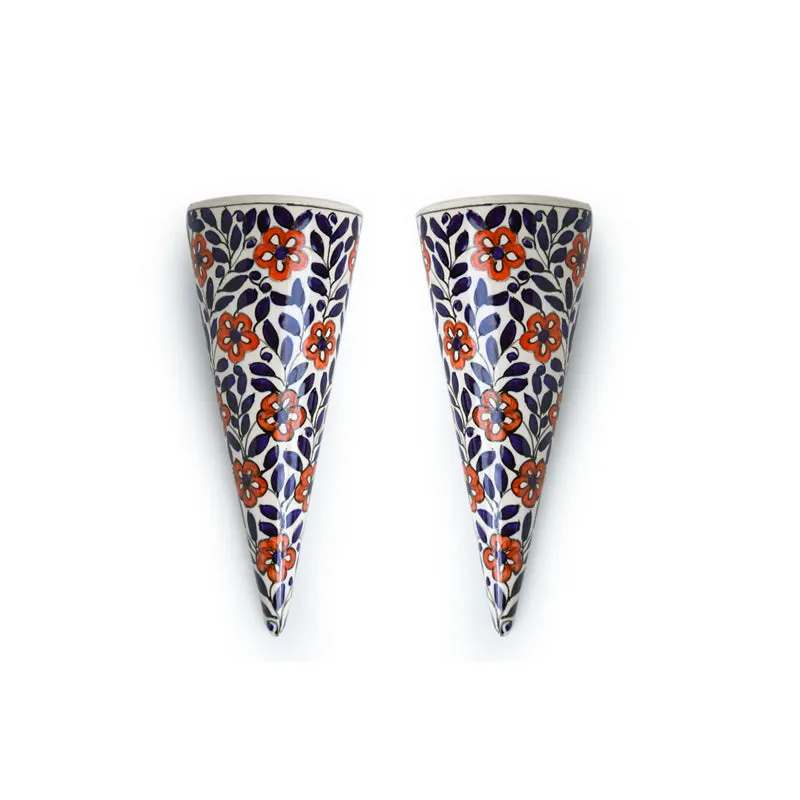 Bahar-e-Phool Handpainted Ceramic Wall Planter - Set OF Two media 3