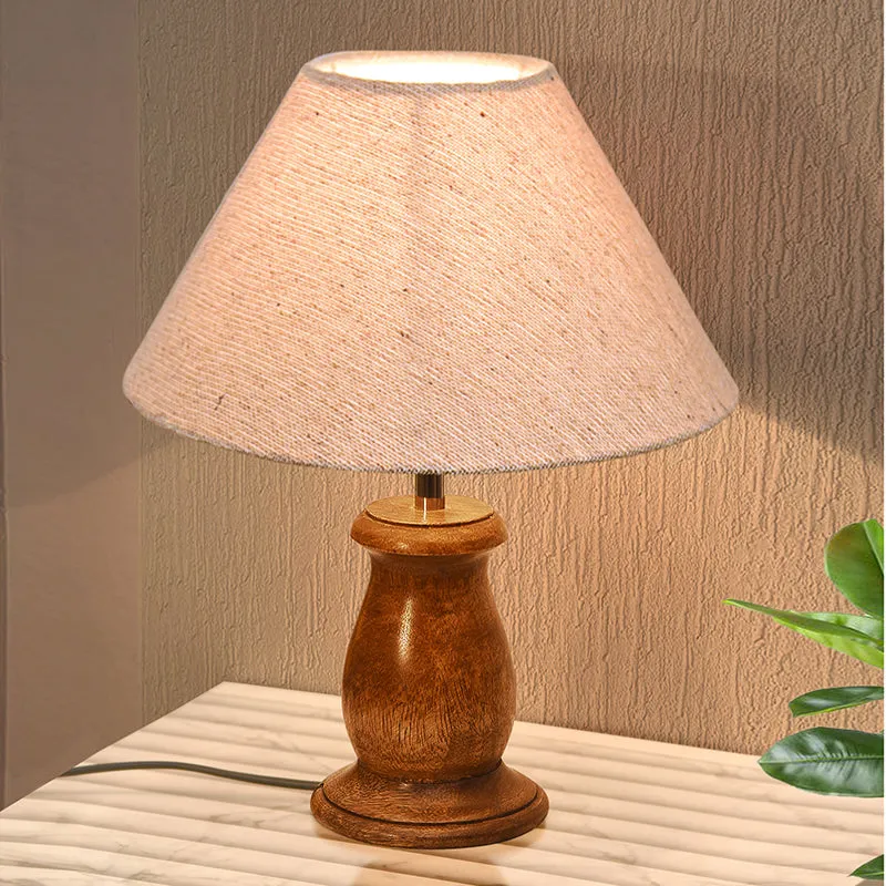 Elahim Wooden Table Lamp - Beige,Brown media 3
