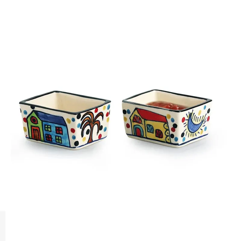 Sweet Home Handpainted Dip Bowl (80 ML) - Set Of Two media 1