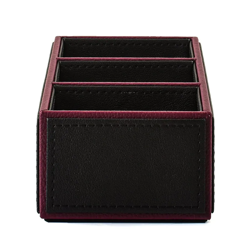 Tisca Slant Faux Leather Desk Organizer - Black media 4