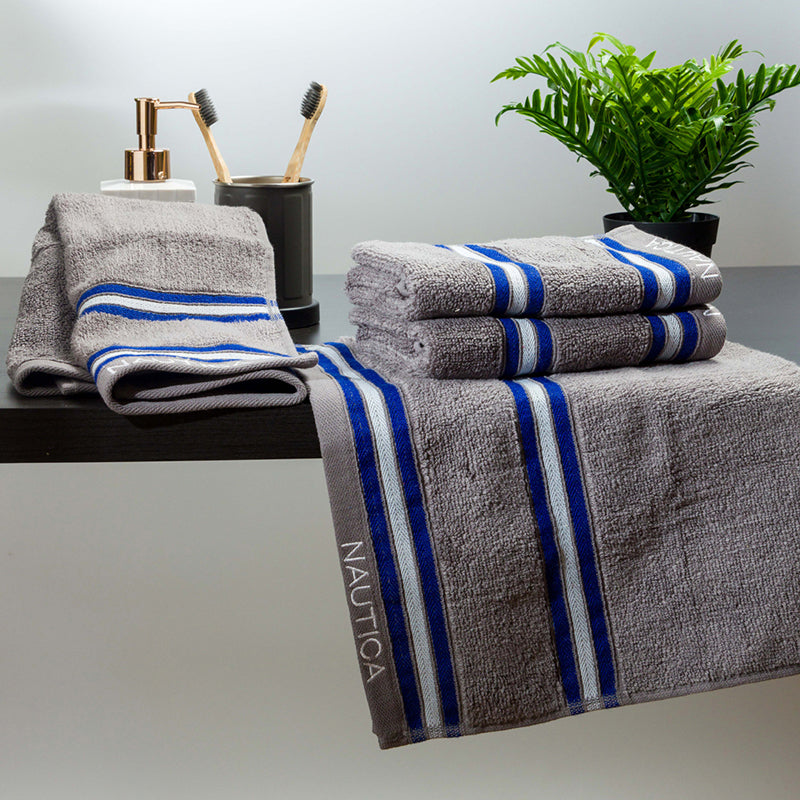 Nautica Dove Dual Cotton Hand Towel (Grey) - Set Of Four image 3