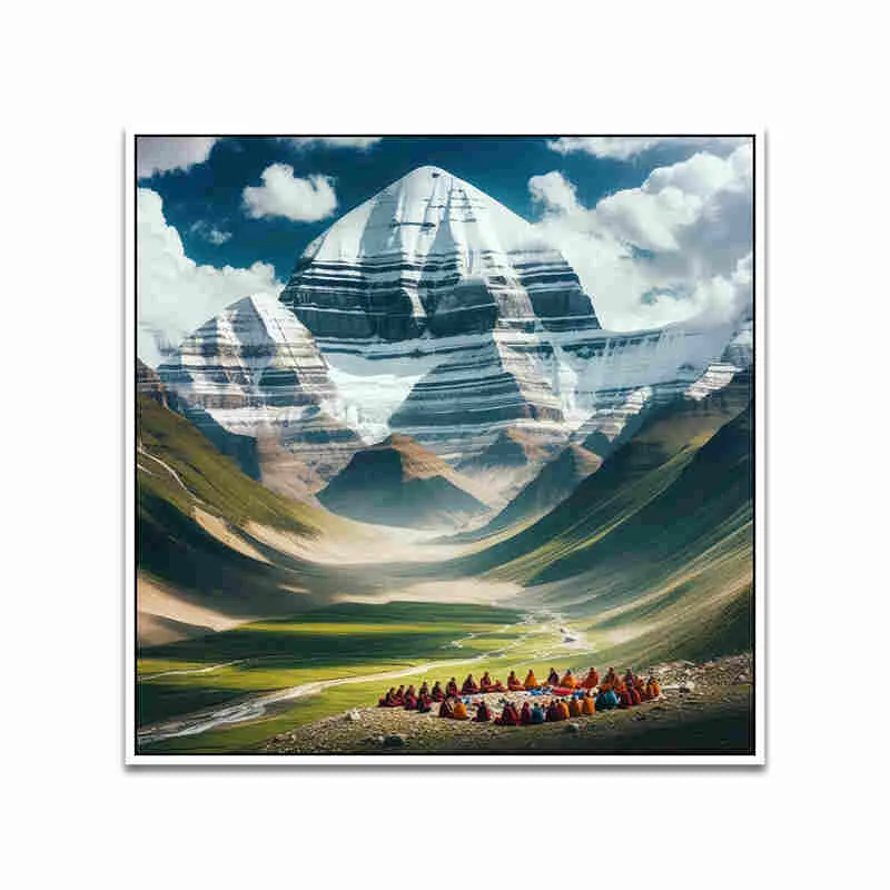 Serene Peaks Canvas Wall Art With Frame media 4