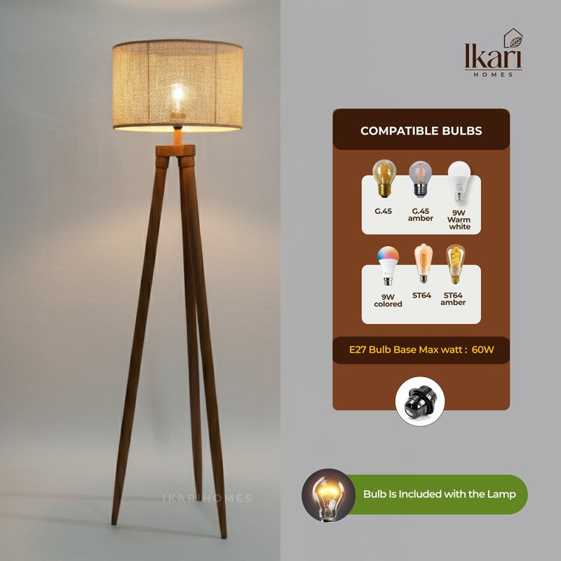 Tripod Hex Acacia Wood Floor Lamp media 9