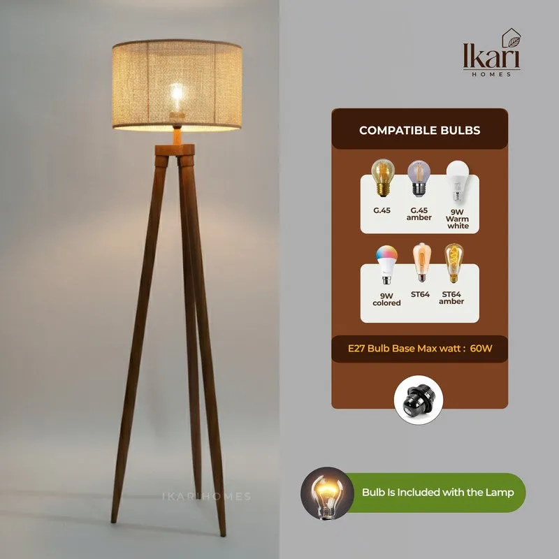 Tripod Hex Acacia Wood Floor Lamp media 9