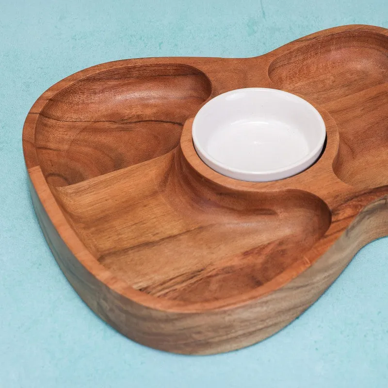 Pine Charm Appetizer (Wood,Ceramic) Platter - Two Piece Set media 7