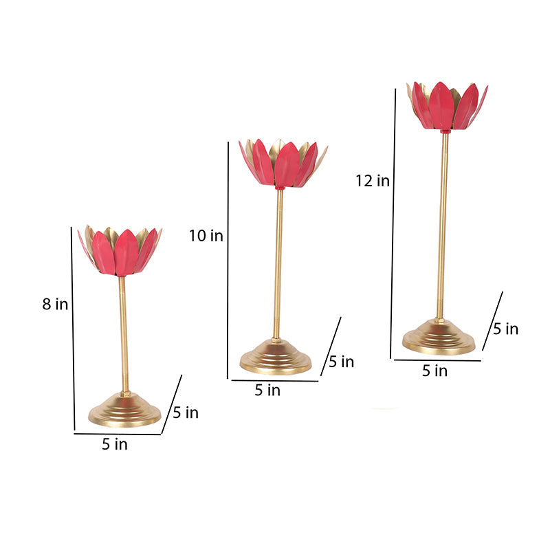 Pink Lotus Candle Holder - Set Of Three media 7