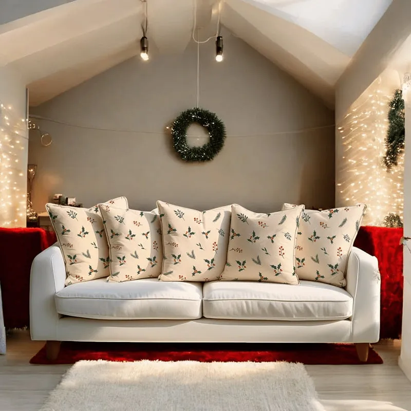 Holly Whispers Velvet Christmas Cushion Cover - Set Of Five media 6