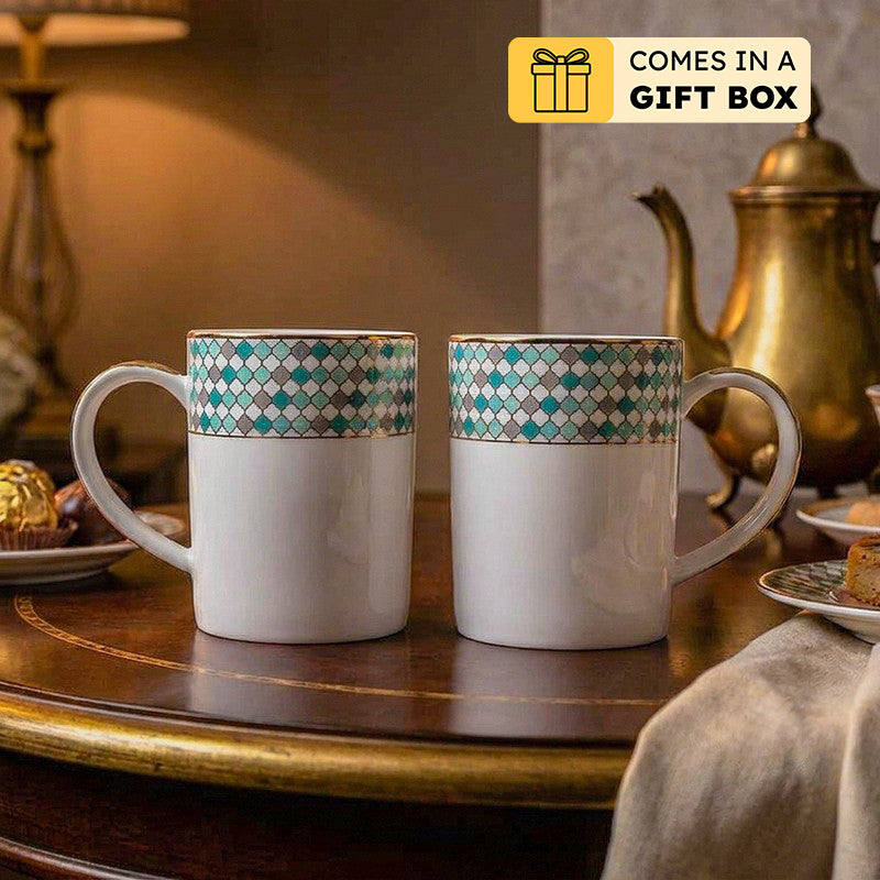 Christolite 24k Gold Brushed Porcelain Coffee Mug (300 mL Each) - Six Piece Set
