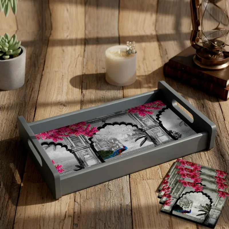 NatureNest Serving Tray with 4 Coasters - Five Piece Set media 3