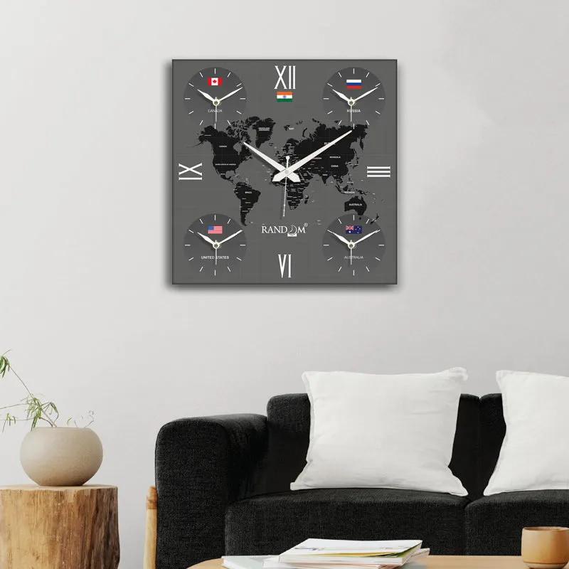 World Time Zone Wall Clock - Grey media 5