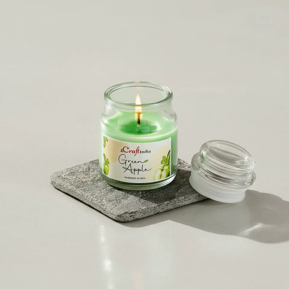 Sethova Green Apple Scented Jar Candle - Set Of Two media 1