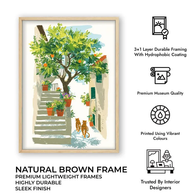 Garden Path Canvas Wall Painting - Brown Frame media 10