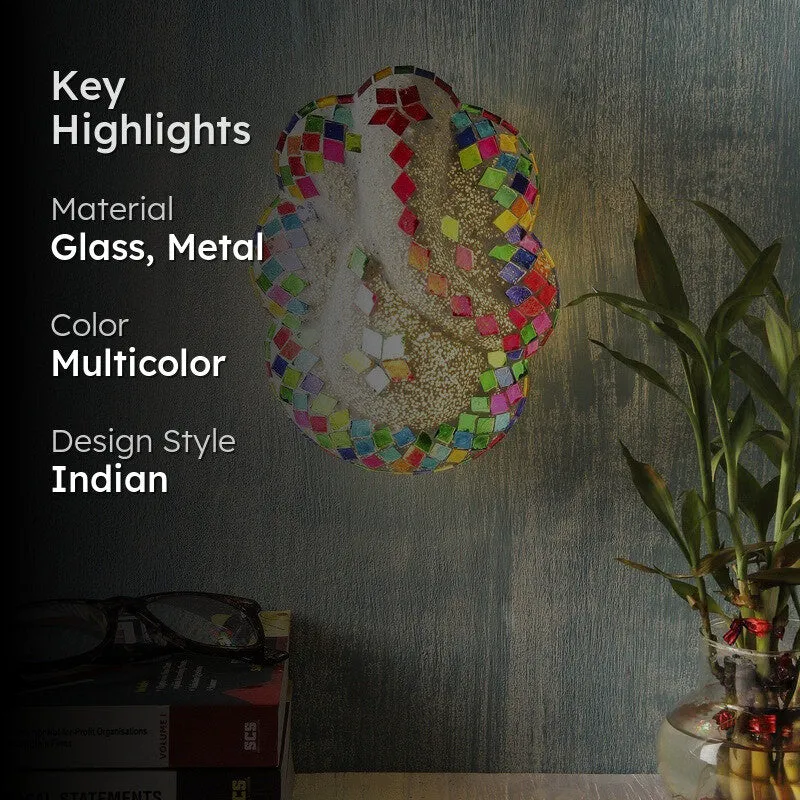 Vighnaharta Ganpati Glass Wall Lamp - Multicolor media 2