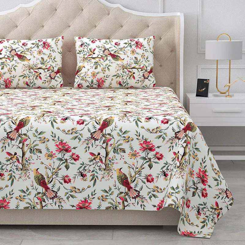 Avian Jardin Cotton Bedsheet (Pink) - 210 TC media 3