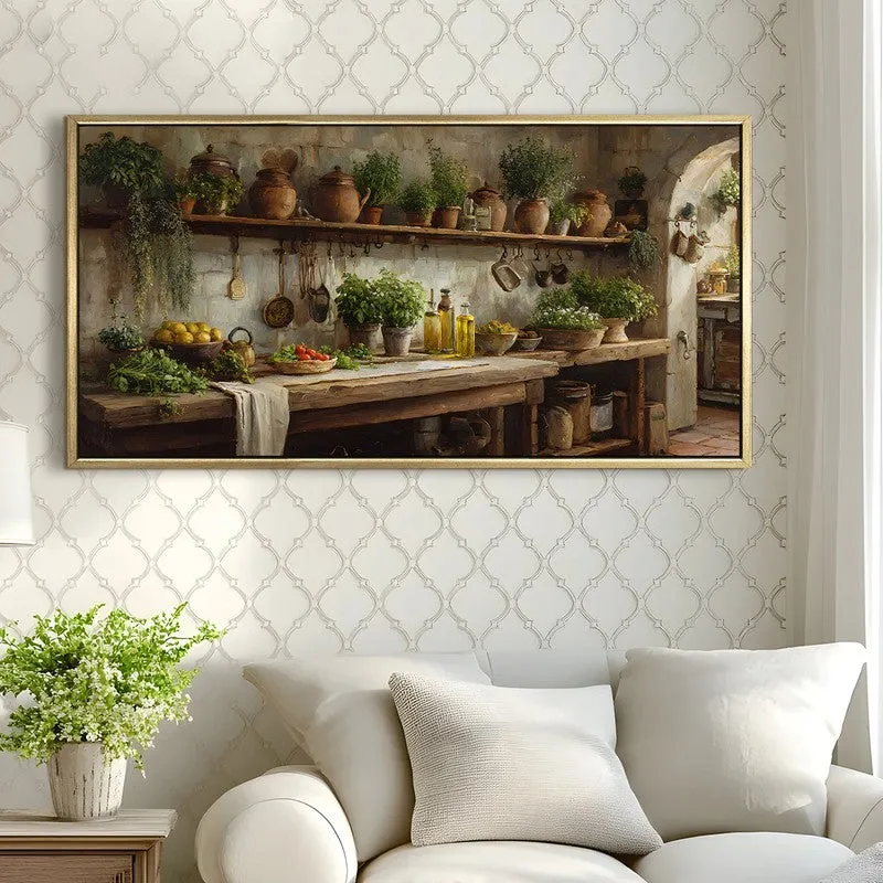 Mediterranean Hearth Canvas Wall Painting With Frame media 4