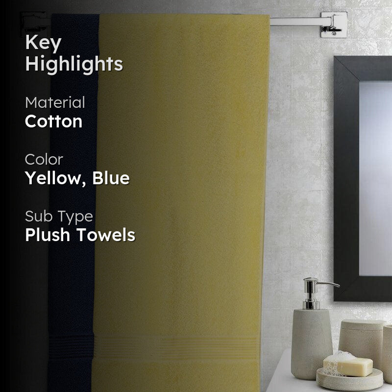 Bodil Bath Towel (Yellow & Dark Blue) - Set Of Two media 2