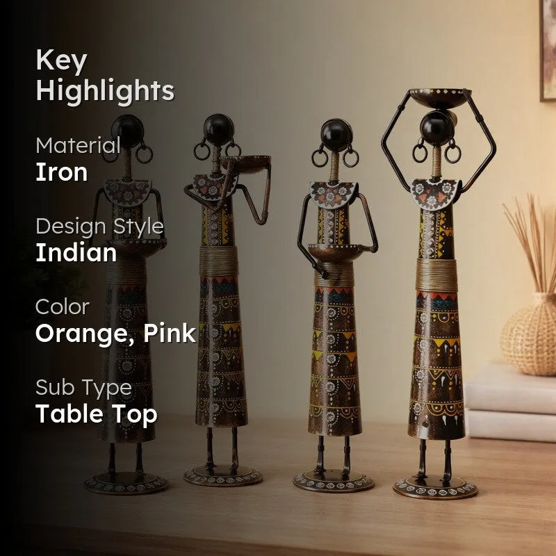 Tribal Lady Iron Showpieces - Set Of Four media 2