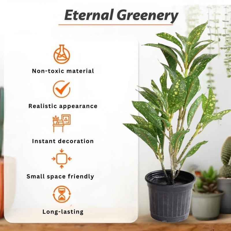KivaLeaf Artificial Plant With Black Plastic Pots - 1.2 Feet media 4