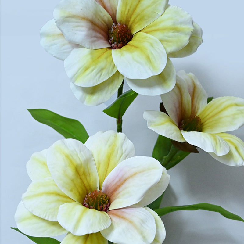 Artificial Magnolia Flower Stick - White & Green media 3