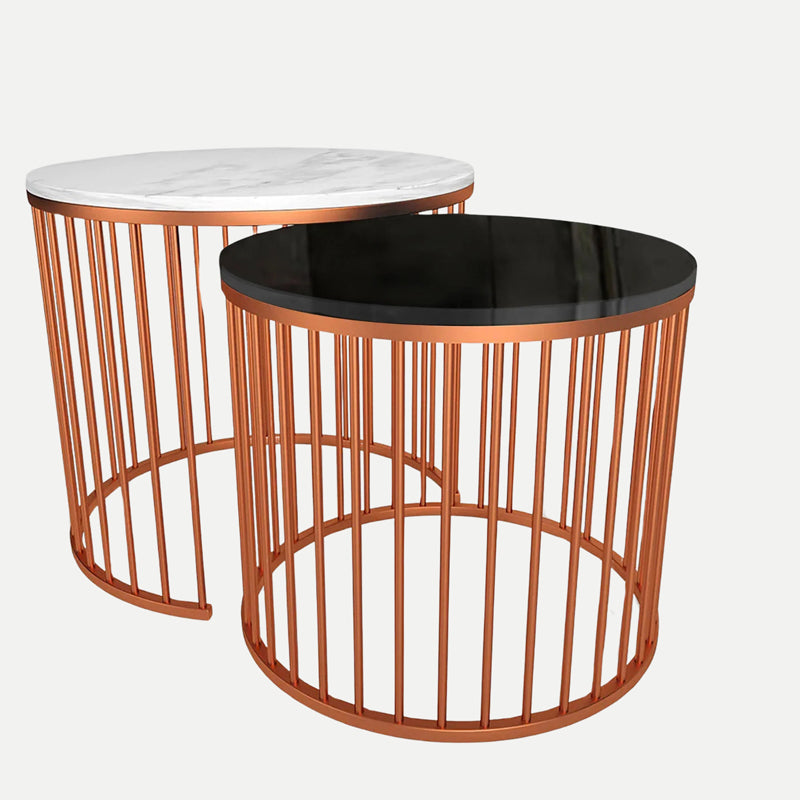 Aurum Cage Accent Table with Marble Top (Copper) - Set Of Two media 3