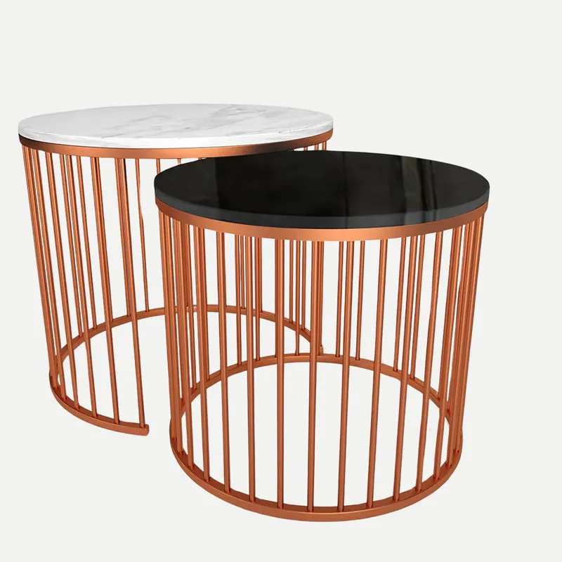 Aurum Cage Accent Table with Marble Top (Copper) - Set Of Two media 3