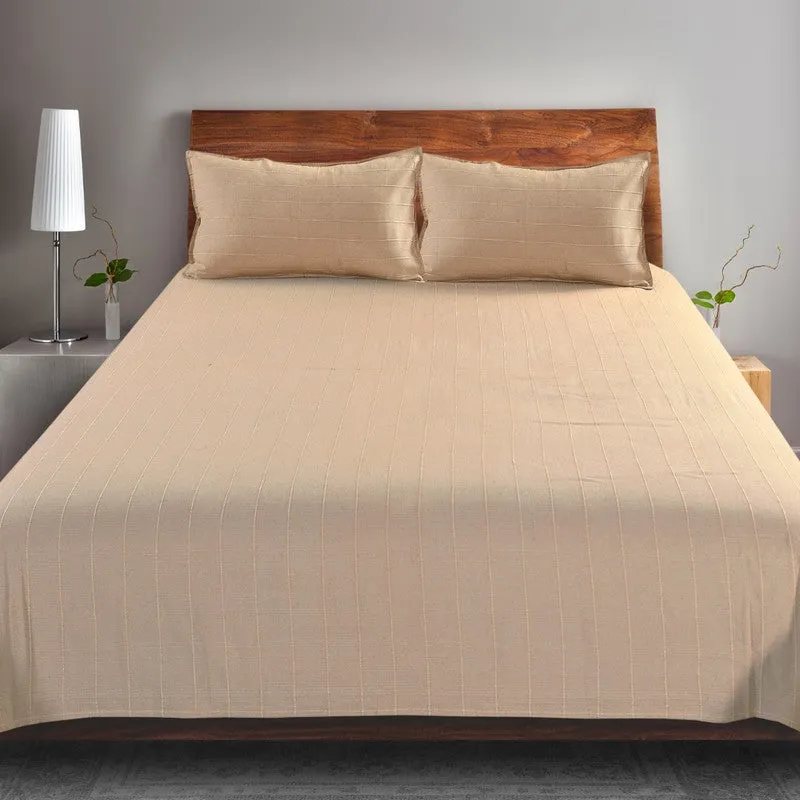 Serene Spread Cotton Bedsheet (Beige) - 220 TC media 3