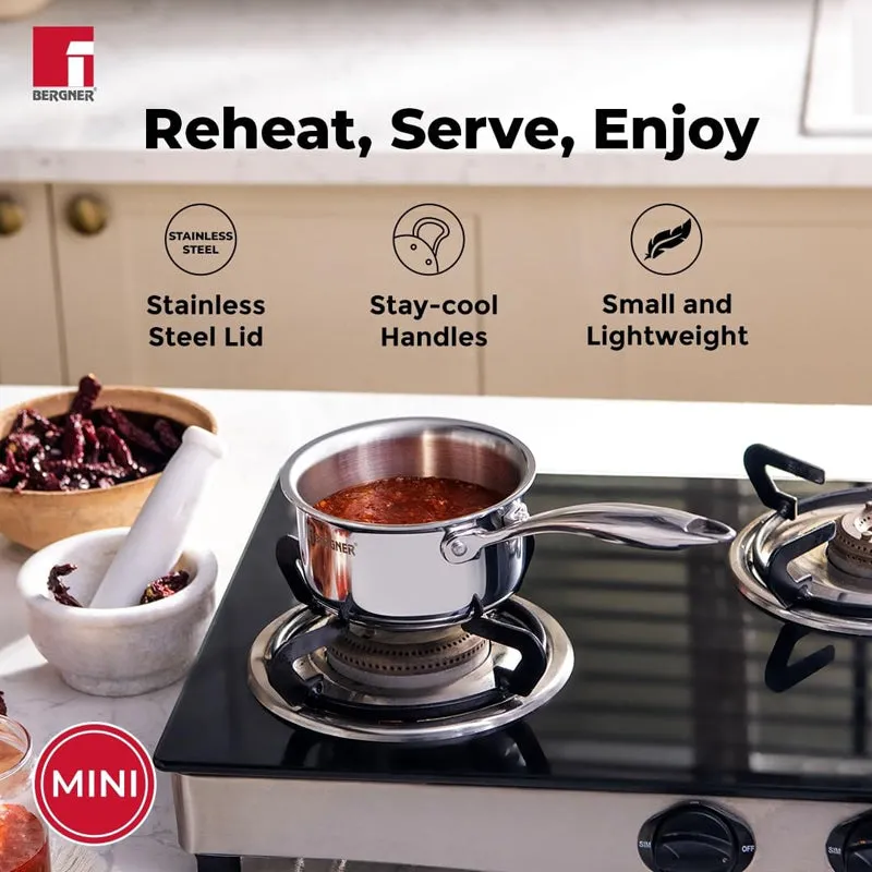 Bergner Argent Triply Saucepan With Lid - 2200 ML media 7