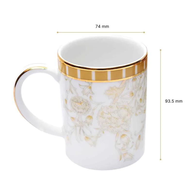 Gilded Iris Slim 24k Gold Brushed Porcelain Coffee Mug(280 mL Each/Gold) - Set Of Two media 10