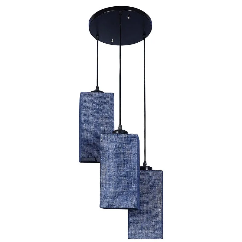 Warm Ivory Triple Metal Ceiling Lamp - Blue media 6