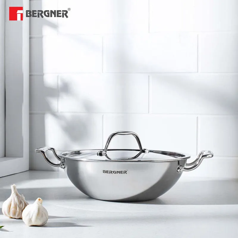 Bergner Argent Triply Kadhai With Lid - 3500 mL media 1