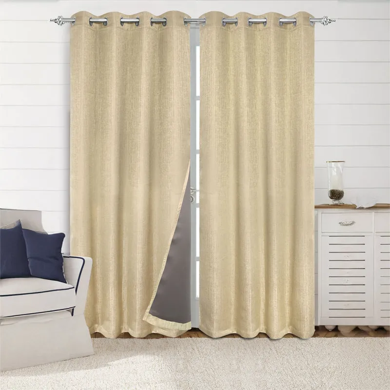 Saral Home Auriel Blackout Curtain (Beige) - Set Of Two media 1