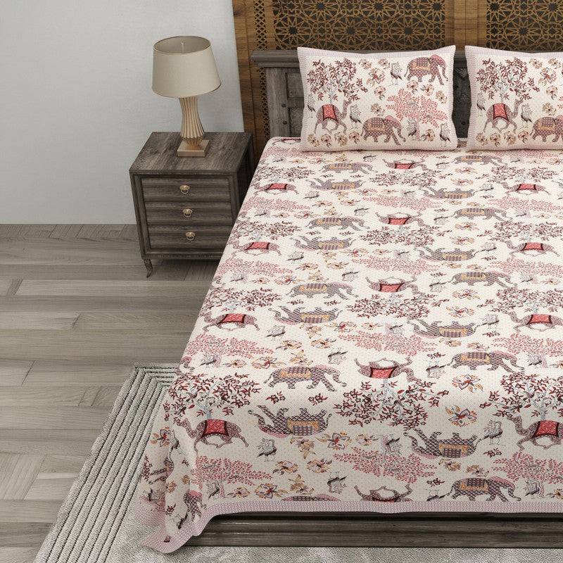 Royalet Cotton Bedsheet (Maroon,Beige) - 240 TC media 3