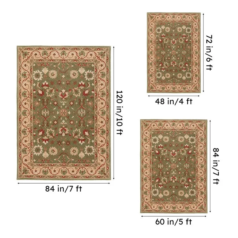 Ahriman Hand Tufted Ethnic Wool & Nylon Carpet - Green media 15