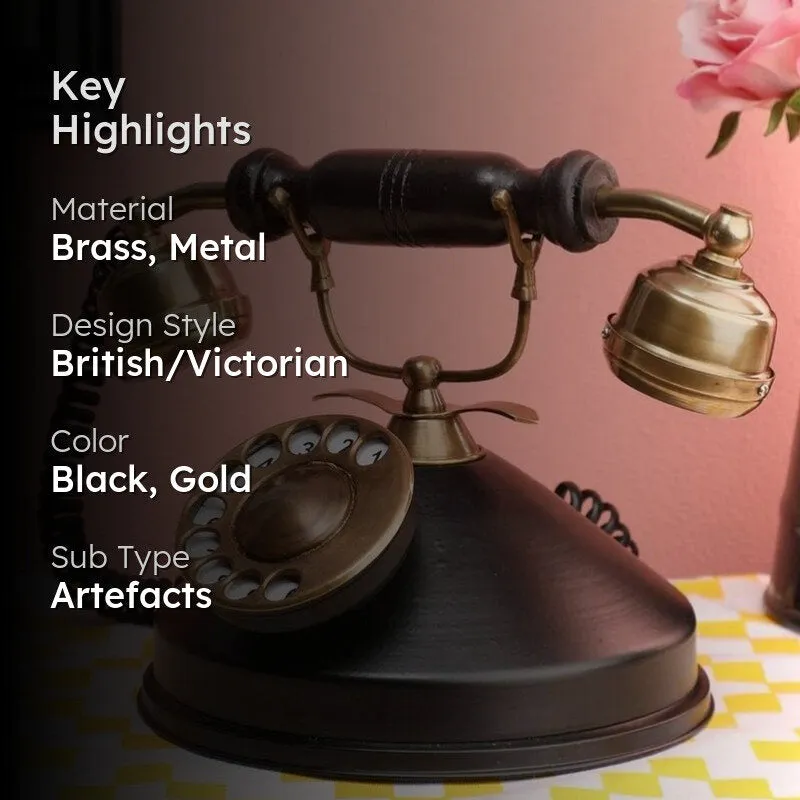 Mido Antique Telephone Showpiece - Black & Gold media 2
