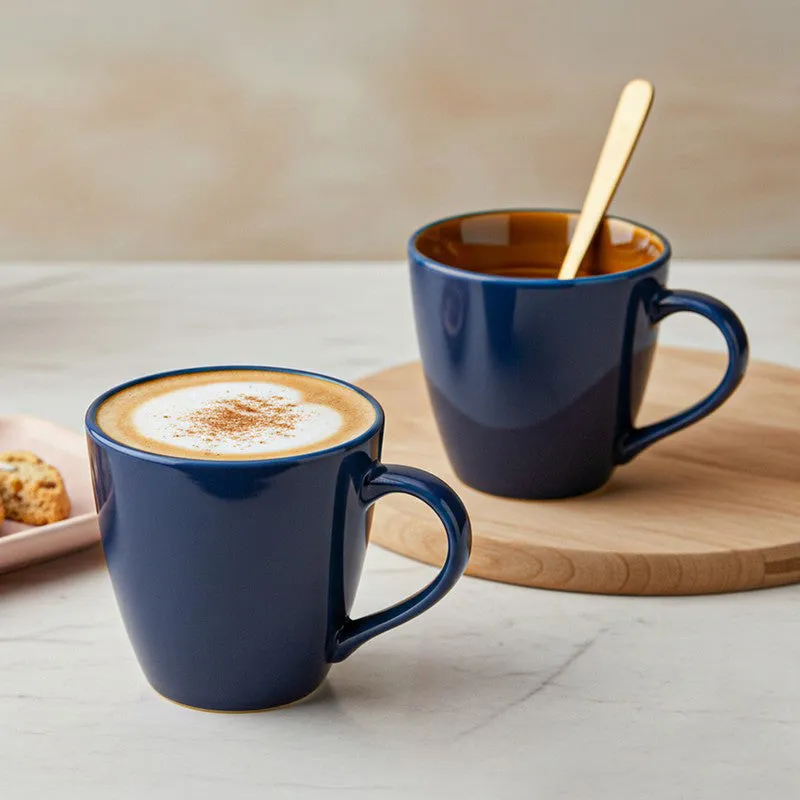 Karvaa Ceramic Coffee Mug (Royal Blue/350 mL Each) - Set Of Two media 1
