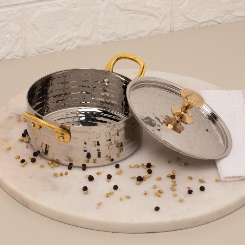 Vintage Charm Hammered Round Serving Pot With Lid - 500 ML media 4