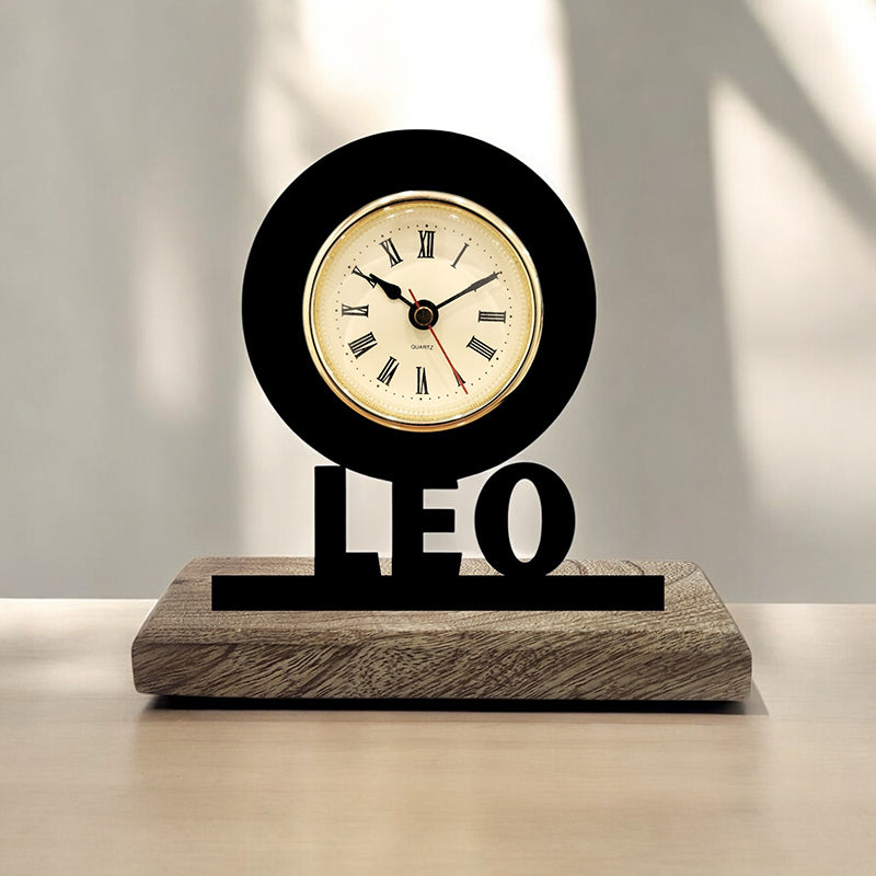 Leo Zodiac Analog Table Clock