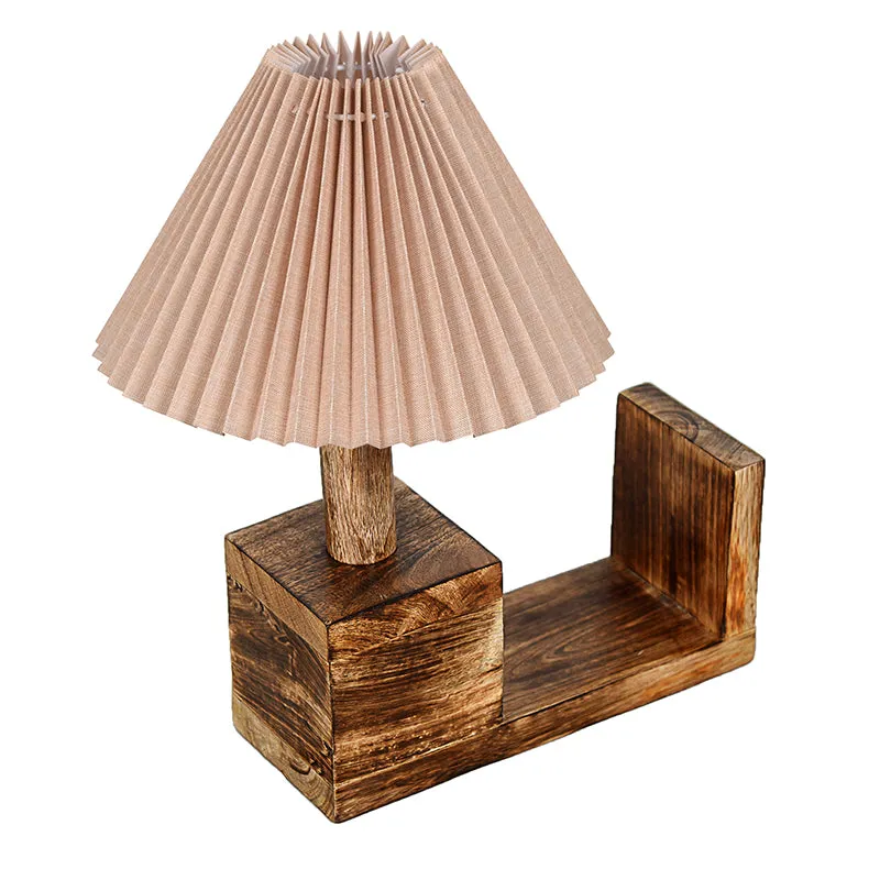Sentry Pleated Fabric Table Lamp - Peach,Brown media 6