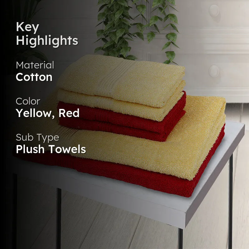 Eva Quick Dry Towel Combo (Yellow & Red) - Six Piece Set media 2