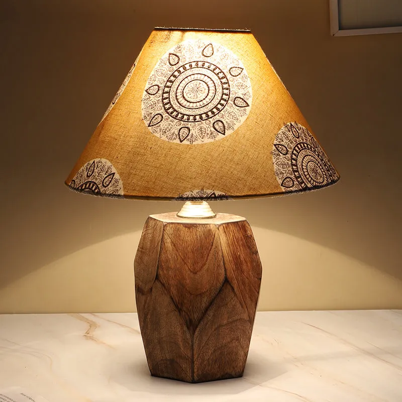 Mandala Merry Printed Mango Wood Table Lamp - Brown,Yellow,White media 4