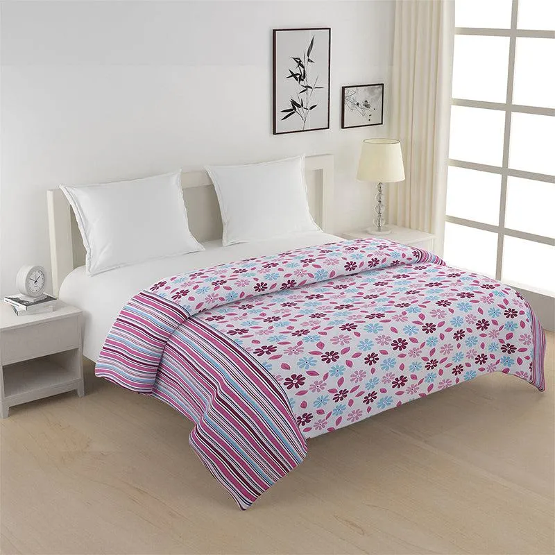 Swayam Smera Floral Cotton Comforter (Purple & Blue) - 150 GSM media 1