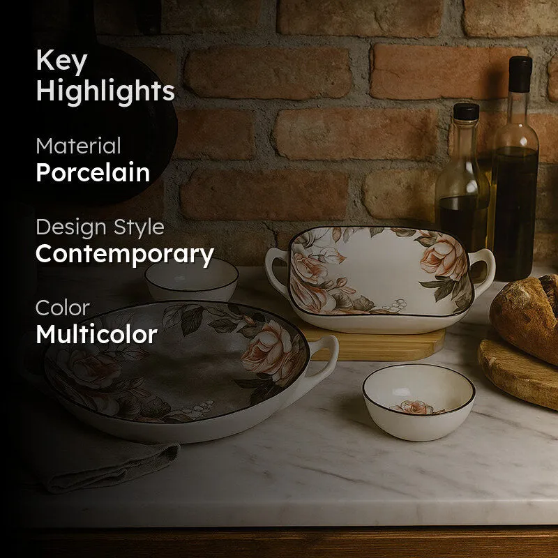 Maduva Floral Porcelain Serving Set - Four Piece Set media 2