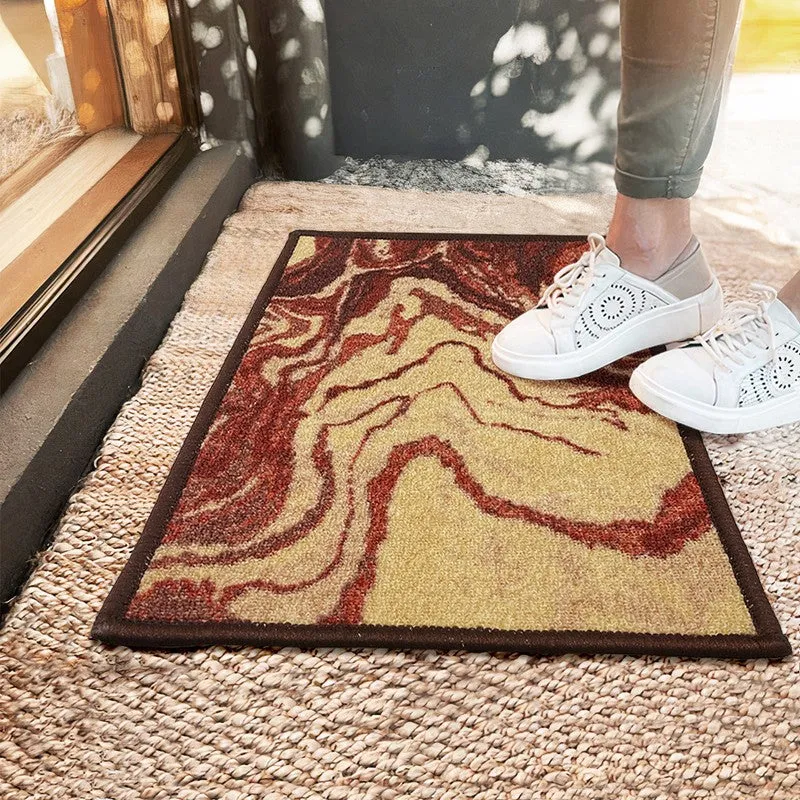 Pavo Abstract Nylon Door Mats - Brown,Beige media 1