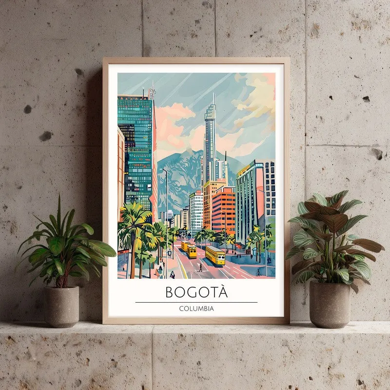 Vintage Bogota Framed Canvas Archival Canvas Wall Painting - Natural Brown Frame media 3