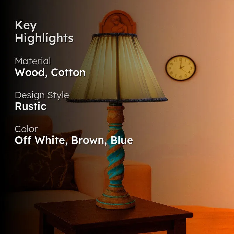 Elara Niro Wooden Table Lamp - OffWhite media 2
