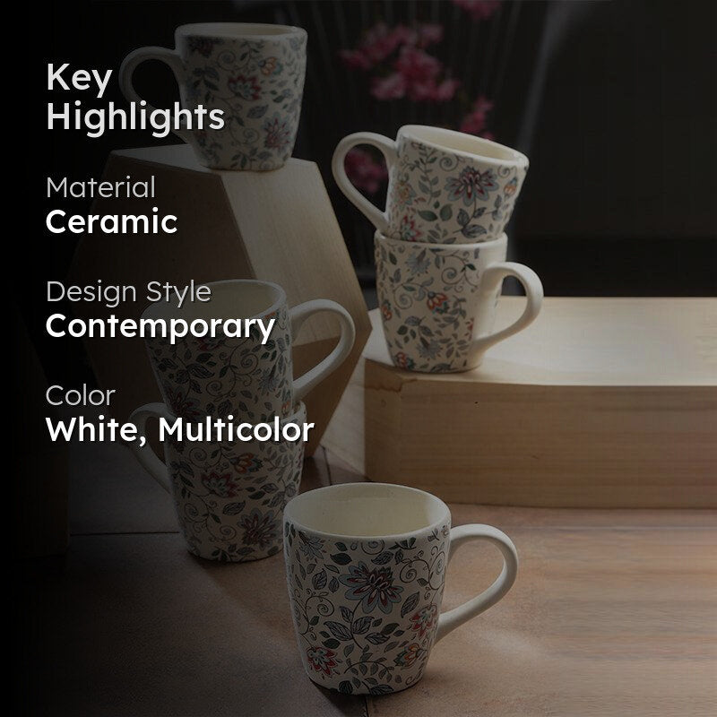 Exora Ceramic Tea Cup (220 mL Each) -  Set of Six media 2