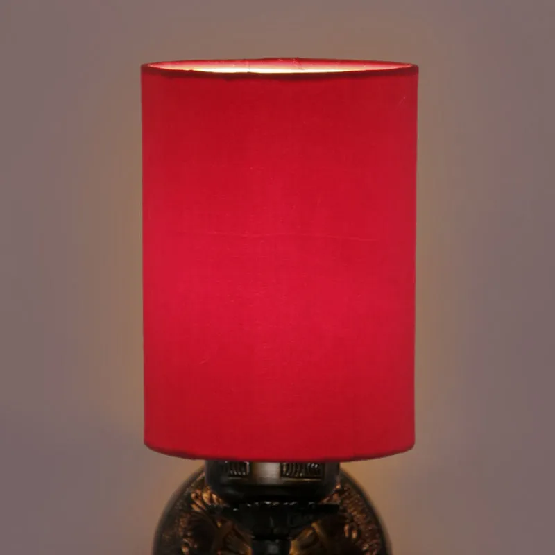 Amro Retro Cylindrical Fabric & Metal Wall Lamp - Red media 4