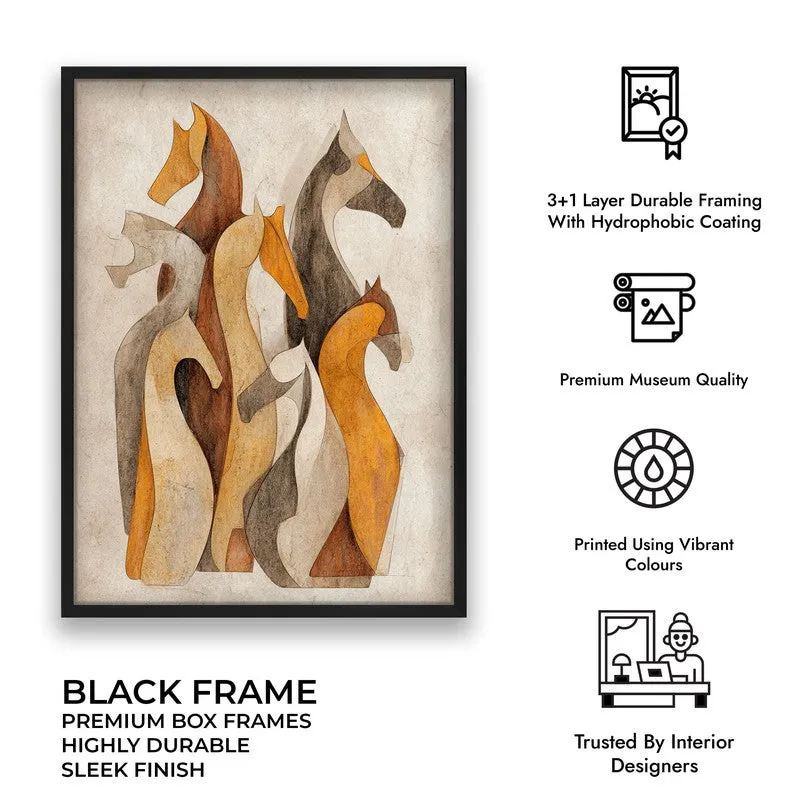 Horse Silhouettes Wall Painting With Black Frame media 10