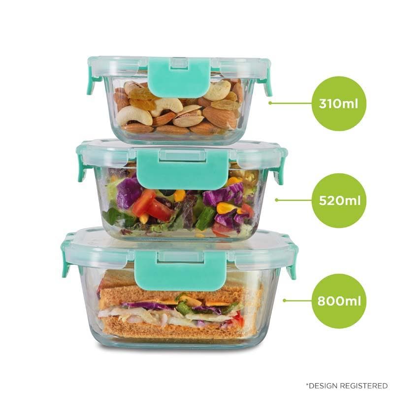 Crusade Square Glass Container (310, 520 & 800 ML) - Set Of Three media 4